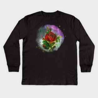 Roses Lily Of The Valley Watercolor Floral Kids Long Sleeve T-Shirt